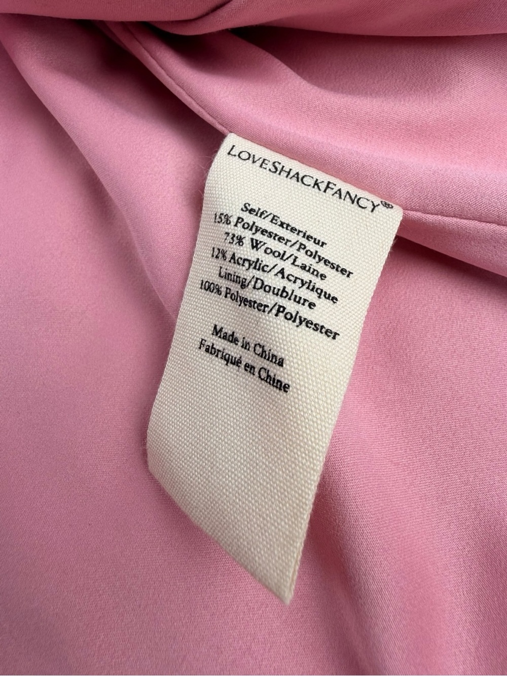 Love Shack Fancy Women’s Armstrong Pink Houndstooth Dense Wool Blend Coat Size 4 - Picture 7 of 12